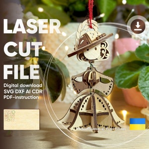 Fairy Ornament Laser Cut File - Svg Dxf Cdr Ai - Laser machine & Cnc Digital Download - Home Wooden Decoration