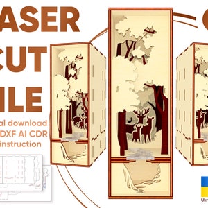 Book nook Nature - SVG laser cut file, Shelf Insert Forest digital plan for laser cutting