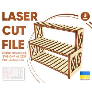 Farmhouse style Tiered Tray - SVG Laser Cut File, Display Stand vector Plan