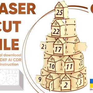 Advent calendar Christmas tree - laser cut files, Glowforge pattern