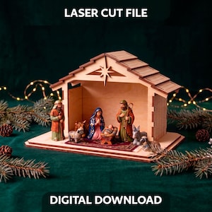 Nativity Barn Laser Cut File, Christmas Stable Display SVG