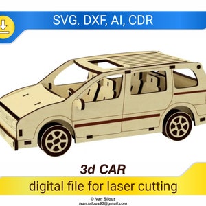 Car - 3d laser cut design, SVG DXF digital plans for laser cutting machines