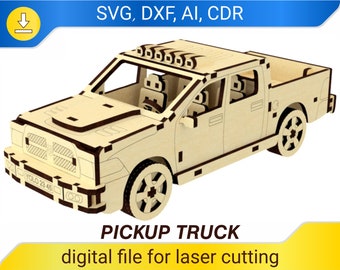 Pickup Truck - 3d laser cut design, digital plans for laser cutting machines