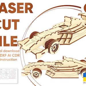 Samochód wyścigowy sportowy - plik cięty laserowo, plan modelu ze sklejki 3D SVG