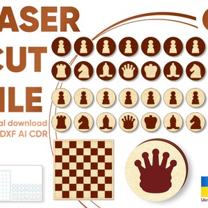 Laser Cut Chess Set File: SVG, CNC Plan (Digital Download)