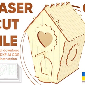 Vogelhuisje - lasergesneden bestanden, SVG Glowforge-plan, patroon paashuisje