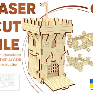 Hoofdwinst van het kasteel: lasergesneden bestand, Glowforge-patroon forttoren
