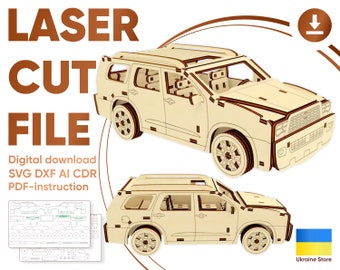 Car 3d puzzle - Laser Cut File, SVG DXF CDR vector files for cutting machines