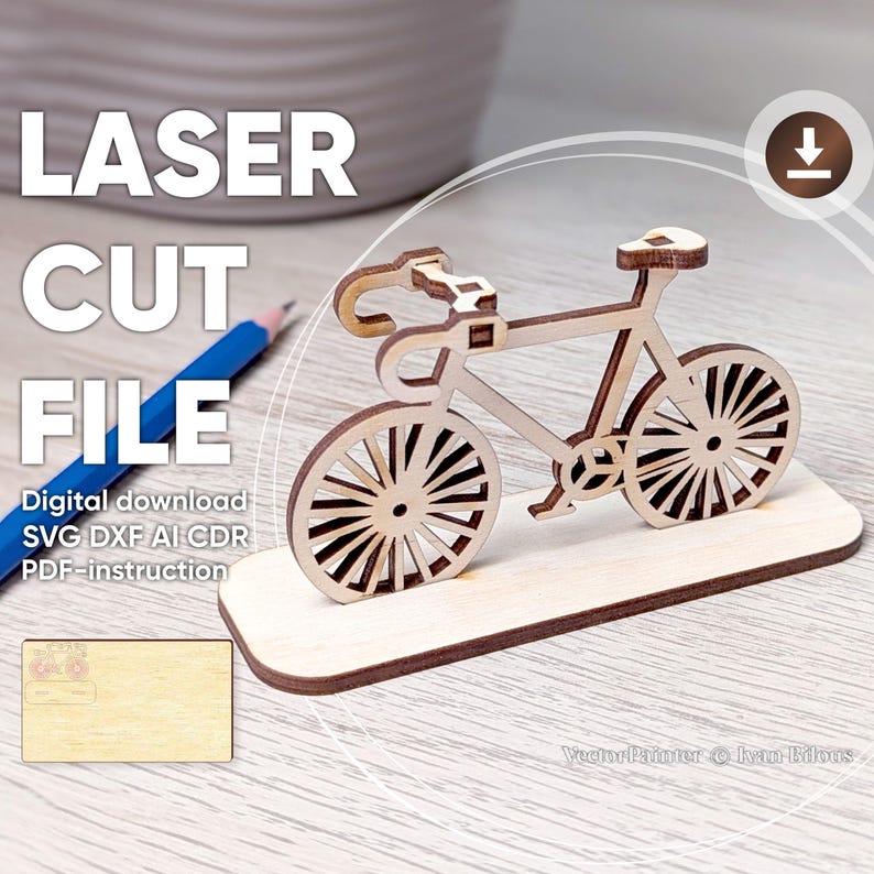 Bicycle SVG laser cut file for Glowforge