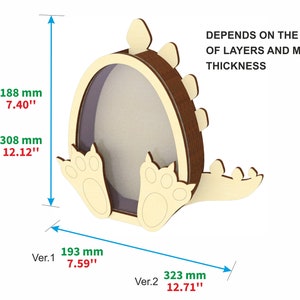 Dinosaurs box with acrylic for chocolate eggs laser cutting file, glowforge pattern image 2