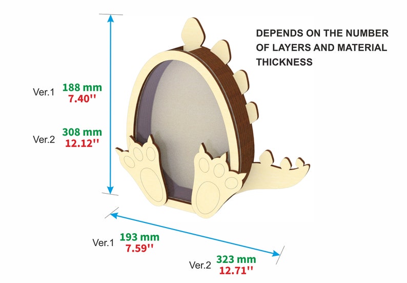 Dinosaurs box with acrylic for chocolate eggs laser cutting file, glowforge pattern image 2