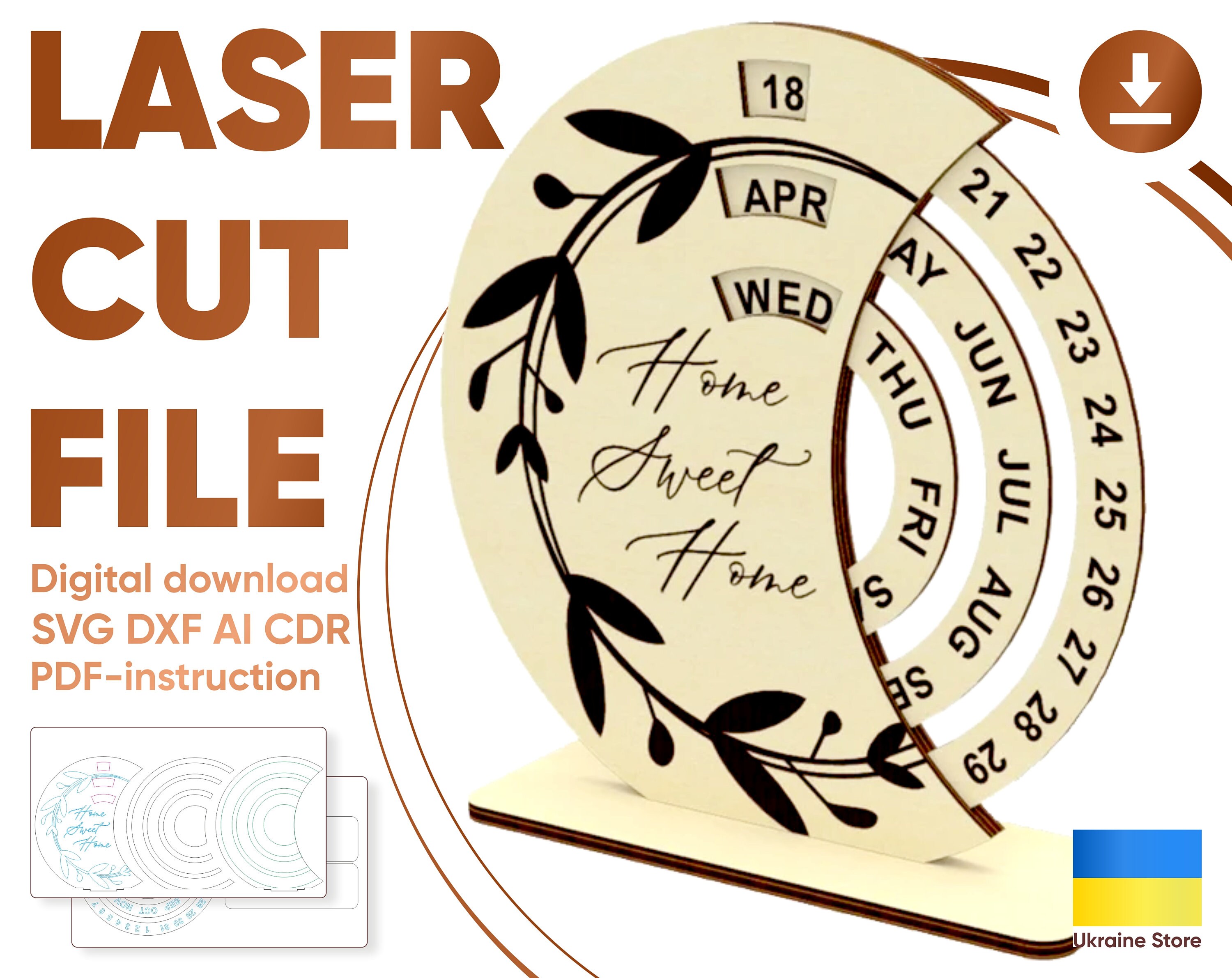 Buy Calendar Svg Glowforge Files for Laser Cut Perpetual Calendar Template  Cnc Plan Eternal Calendar Dxf File for Laser Pattern Cnc File,dxf Svg  Online in India - Etsy