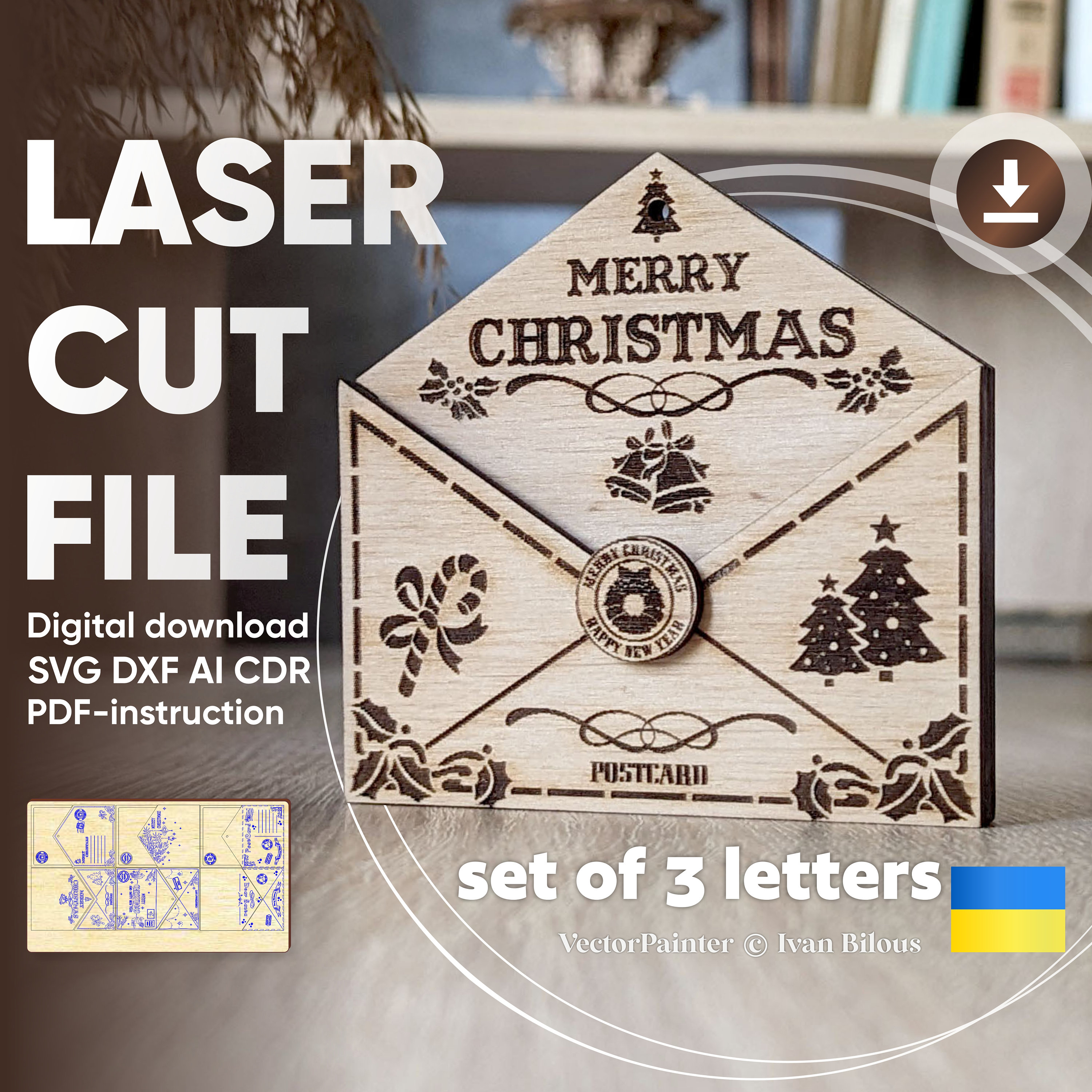 Santa Letter Ornament - SVG Laser Cut File, Christmas Tree Decor DIY ...