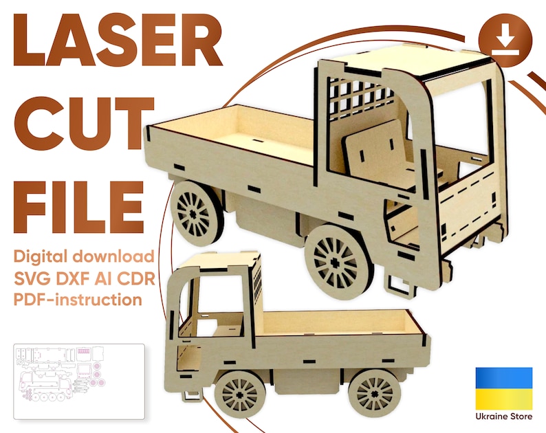 Airport Truck 3d Laser Cut Model, SVG vector file for Cutting Machines image 1