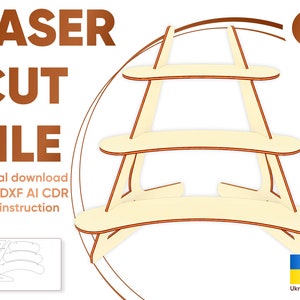 Three tiers Display Stand - Laser File for Cutting Machines, Digital vector plan