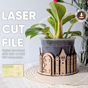 Flower Box - Laser File, SVG Garden Cut File - Pot Holder and Opened Box