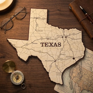 Texas Map Laser Cut File, SVG USA State Vector Template with Roads (Digital Download)