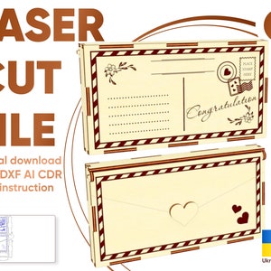 Sobre de regalo - archivo cortado con láser, plano de caja de regalo de boda