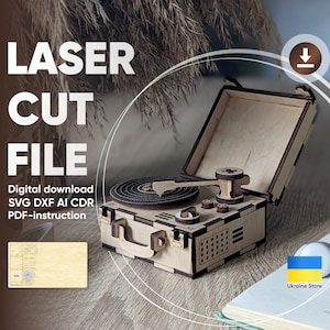 Vinyl Retro Recorder  - SVG Laser Cut File, Plywood miniature Project with Instruction