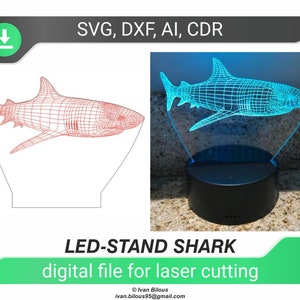 laser cut led stand dxf led lamp file dxf illumination led svg lamp lamp shark dxf led stand for laser cutting digital file, LED laser stand