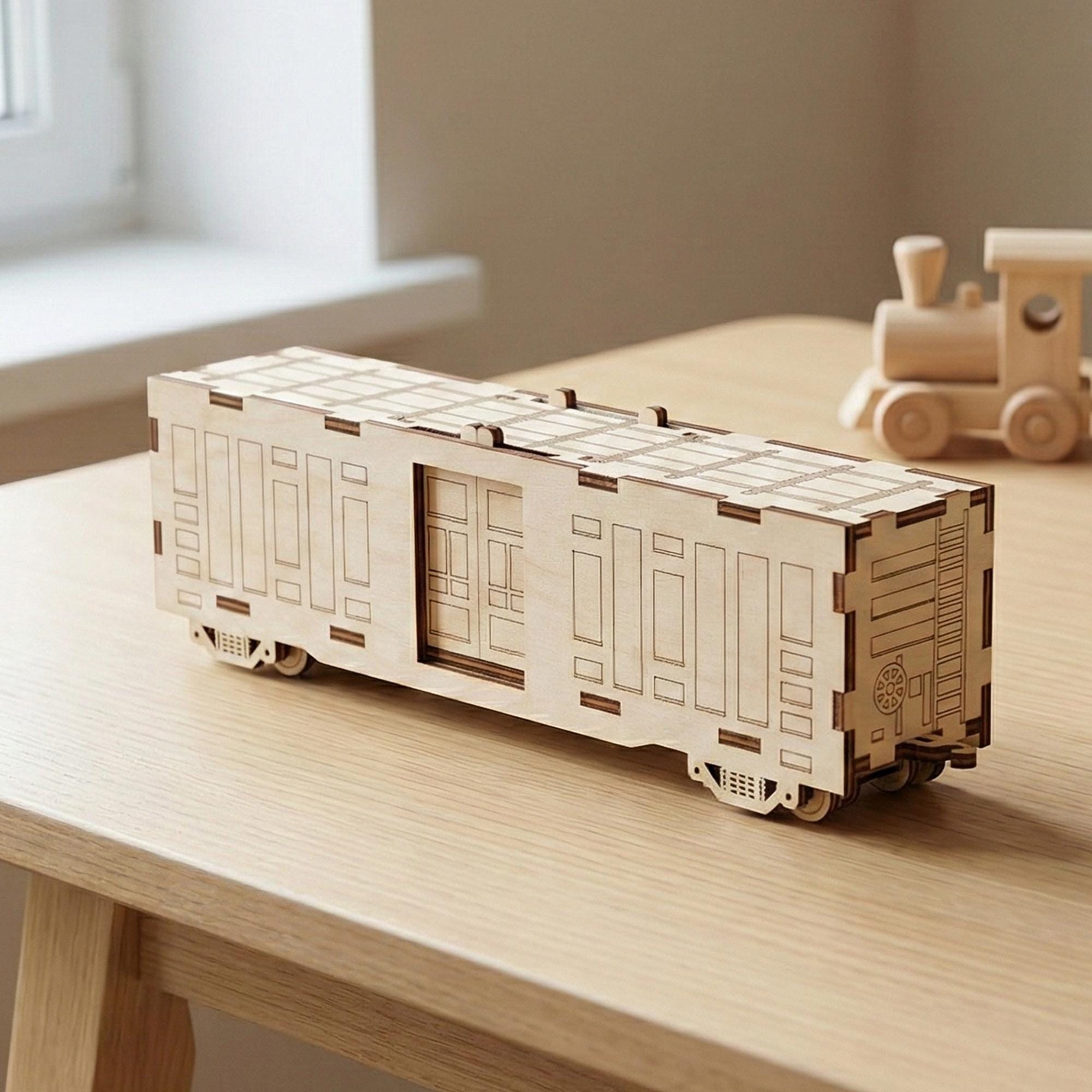 Train Boxcar Model Laser Cut File, Wooden Freight Car SVG CNC Railway ...