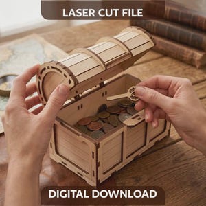 Schatztruhe Sparschwein Laser Cut Datei, Spardose aus Holz