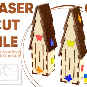 Maison de papillon - fichier découpé au laser SVG, modèle Glowforge