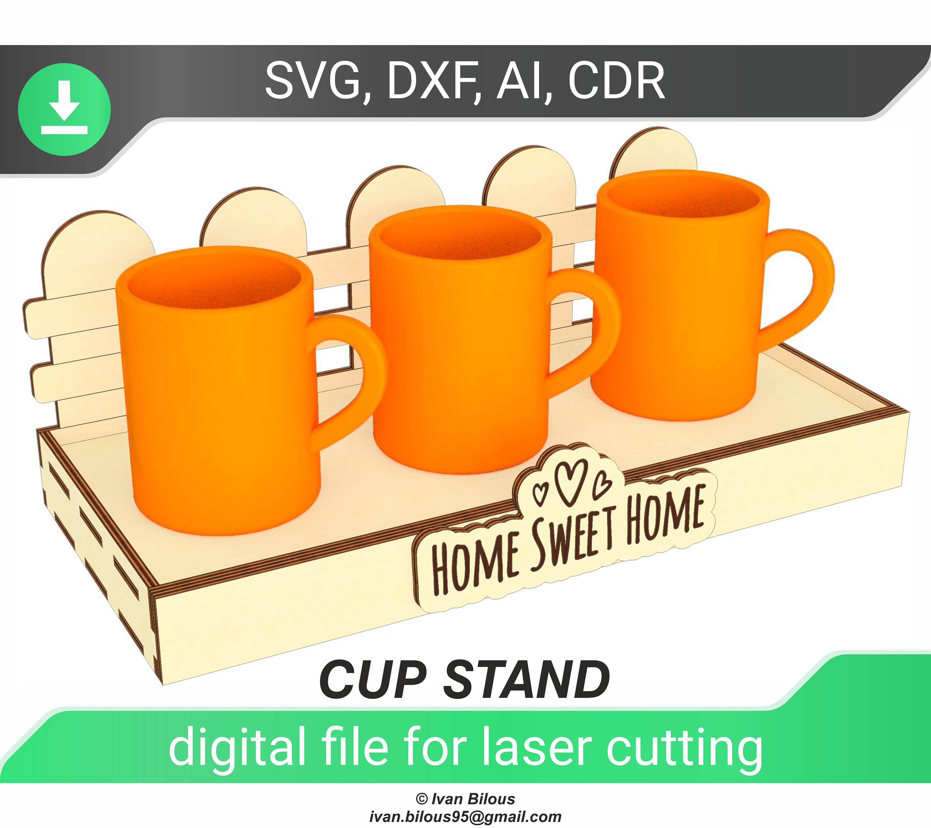 Cup Display Stand SVG Laser Cut Files Glowforge Pattern | Etsy
