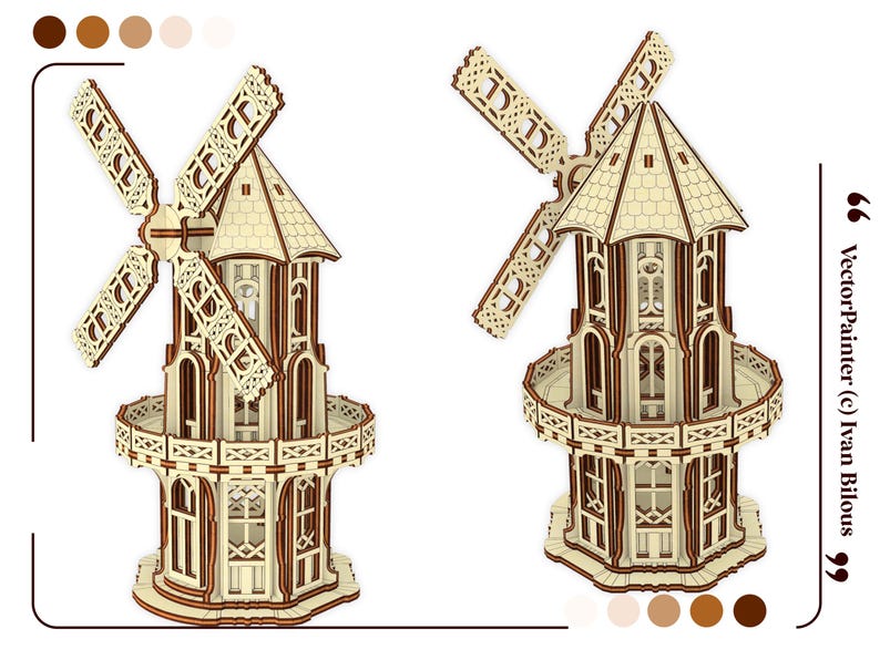 Windmill Laser Cut File – SVG DXF Template for Wooden DIY Project and ...