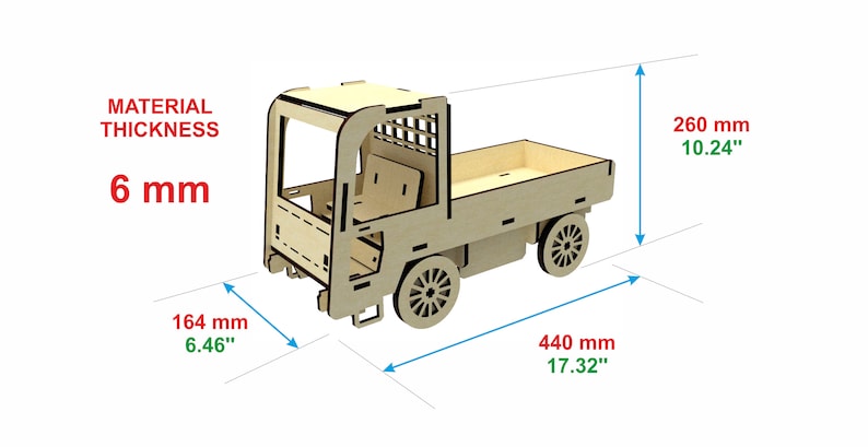 Airport Truck 3d Laser Cut Model, SVG vector file for Cutting Machines image 8