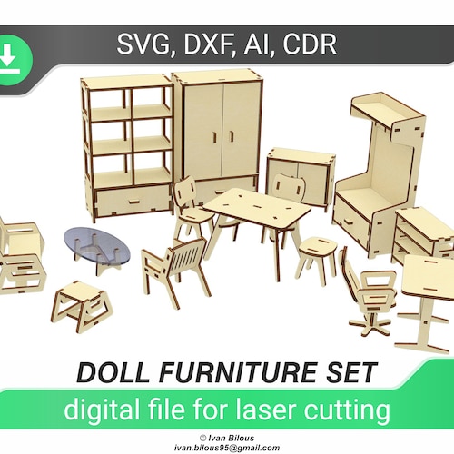 Doll Furniture Set Laser Cutting Digital File Etsy