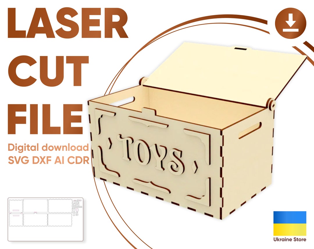 Box for Toys - Laser Cut File, SVG Vector Plan for Cutting Machines and ...