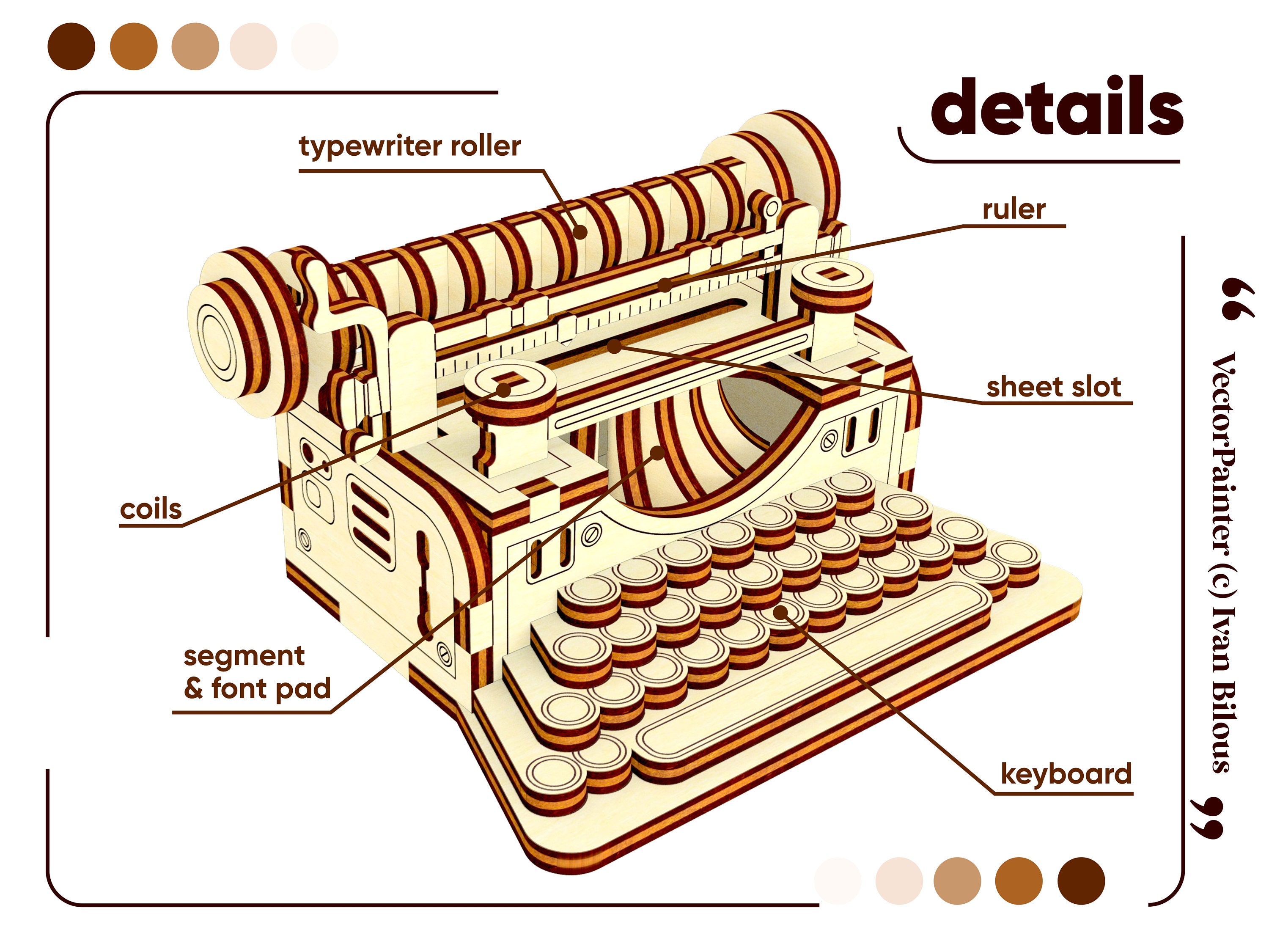 Typewriter SVG Laser Cut File 3d Puzzle Miniature Ready Made Etsy