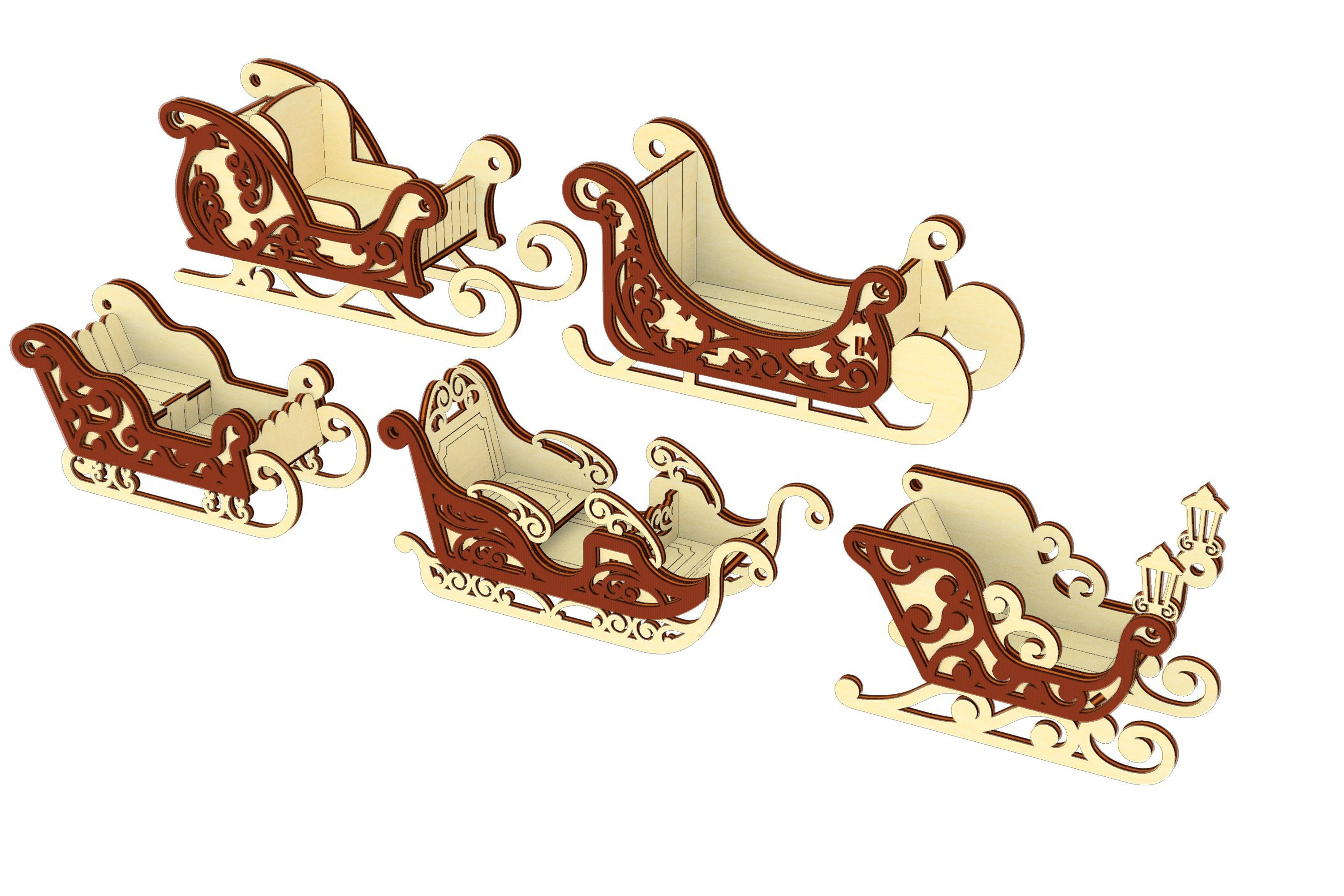Santa Sleigh Ornaments Laser Cut File SVG Christmas Plans - Etsy Australia