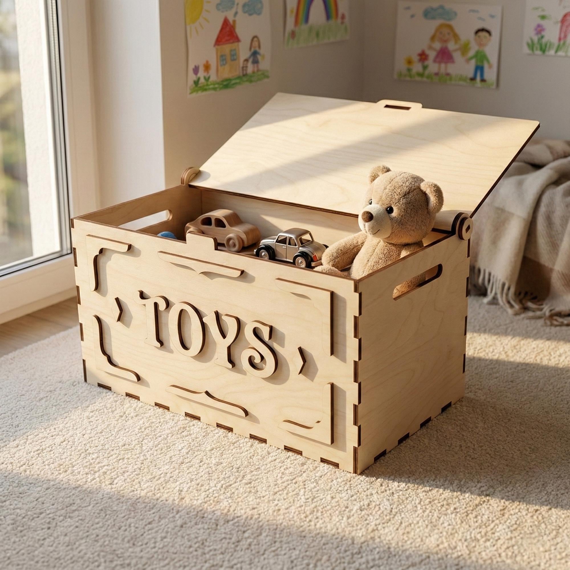 Wooden Toy Box Laser Cut File, Toy Storage Chest SVG CNC Plywood ...