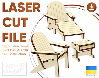 Adirondack chair - SVG Laser Cut Files of Dollhouse Furniture