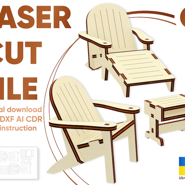 Adirondack chair - SVG Laser Cut Files of Dollhouse Furniture