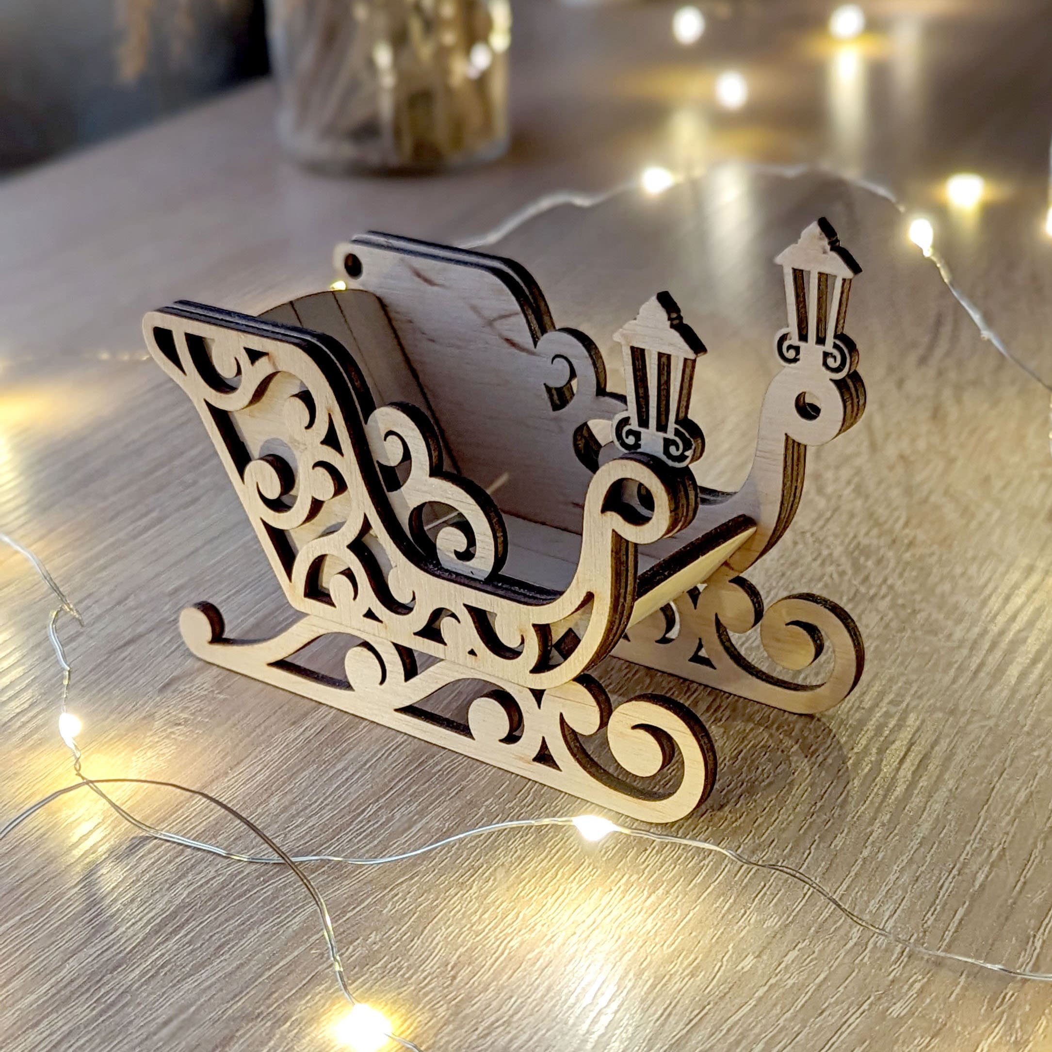 Santa Sleigh Ornaments - Laser Cut File, SVG Christmas Plan - Set of 5 ...