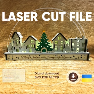 Case di Natale - File tagliato al laser, piano SVG del modello in compensato 3D