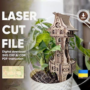 Garden Magic Tower - Laser Cut File, 3d Plywood project for Cutting Machines and Glowforge