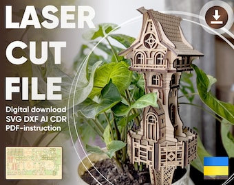 Garden Magic Tower - Laser Cut File, 3d Plywood project for Cutting Machines and Glowforge