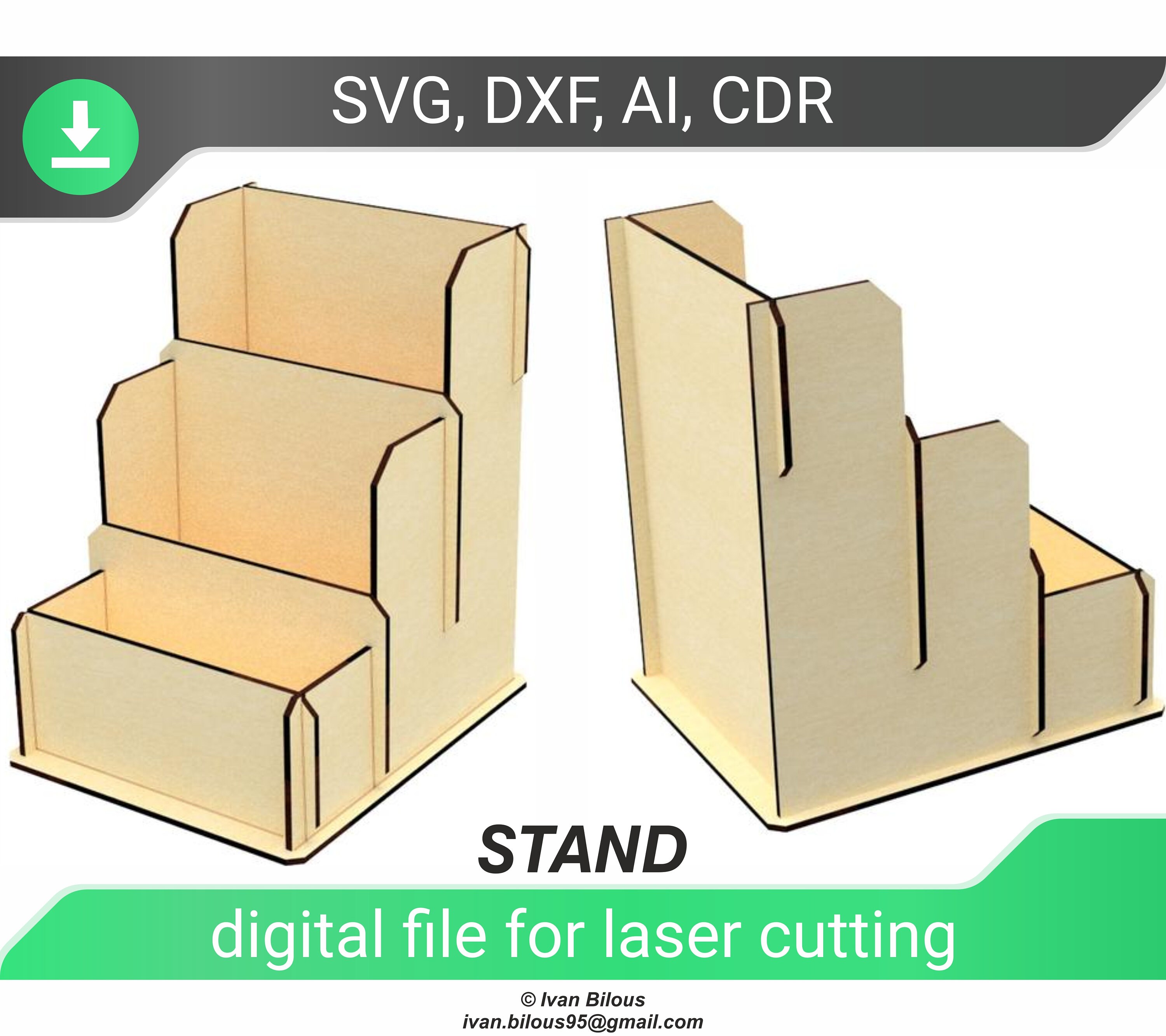 Stand laser cut file stand dxf files for laser template stand Etsy