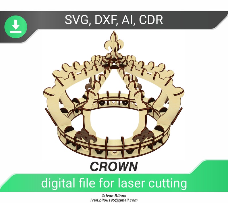 Crown Laser Cut File Pattern Corona Diadem 3d Etsy