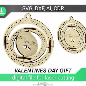 Fichiers laser dxf découpés au laser pour la Saint-Valentin, modèle de cadeau d'amour dxf, carte-cadeau pour la Saint-Valentin, fichier glowforge svg pour la découpe laser, jour de l'amour ai