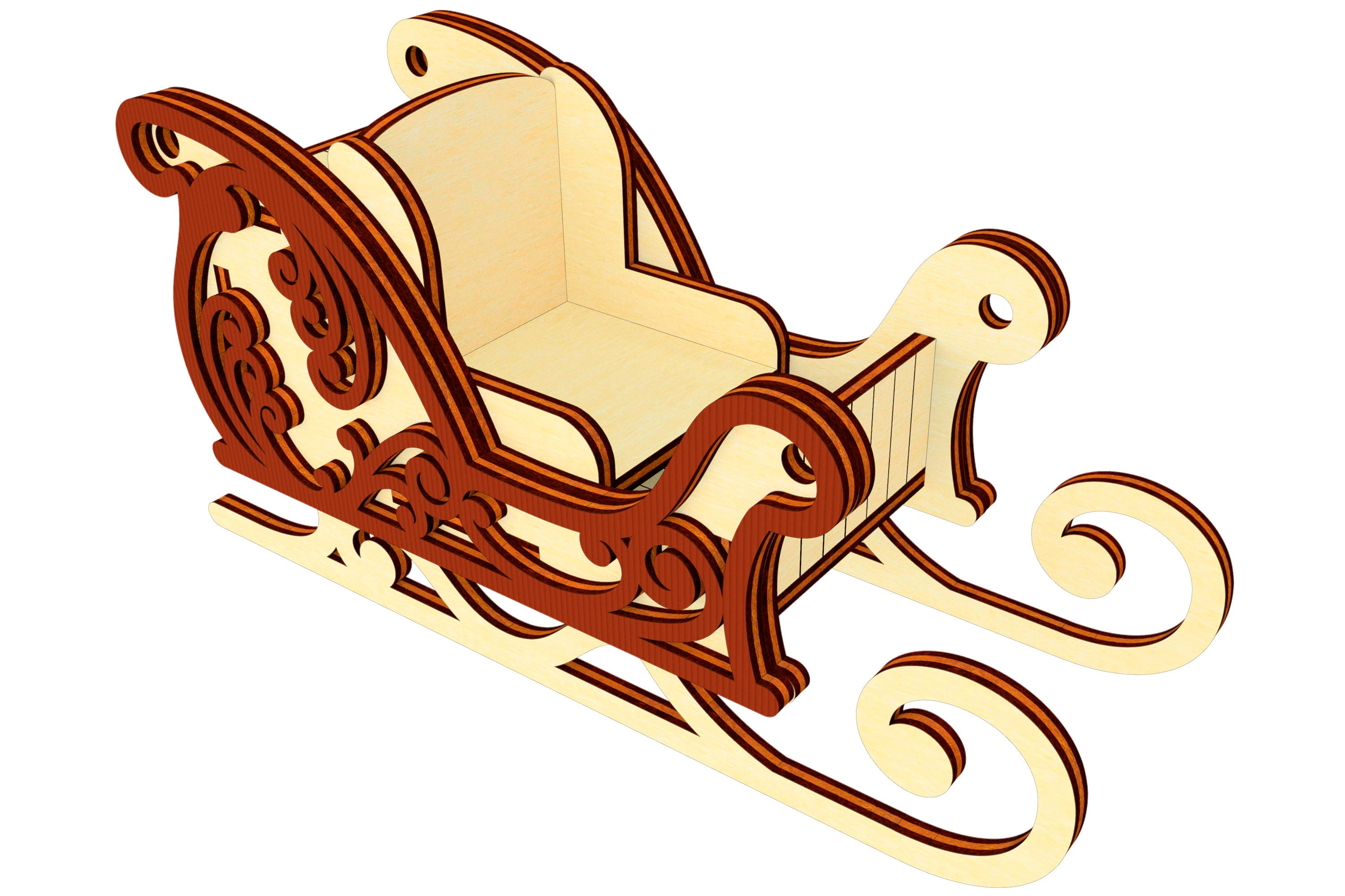 Santa Sleigh Ornaments - Laser Cut File, SVG Christmas Plan - Set of 5 ...