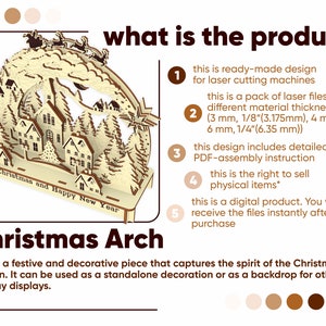 Christmas Arch Laser Cutting File with Assembly instruction in Vector formats image 2