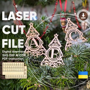 Christmas Tree Letter Ornaments: Laser Cut Files (Svg, Dxf, Cdr, Ai)