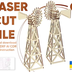 farm windmill laser cut glowforge files windmill dxf laser files svg glowforge mill dollhouse farm mill laser file cnc plan digital file,dxf