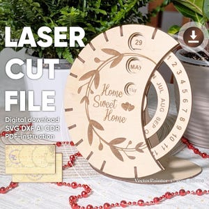 Perpetual Calendar Laser Cut File – SVG Vector Template for Plywood or MDF DIY Project