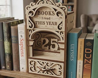 Reading Tracker Book Nook Laser Cut File, Books Read Counter SVG